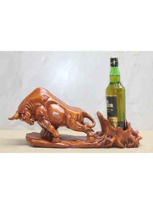 Polyester Boğa Figürü Şaraplık