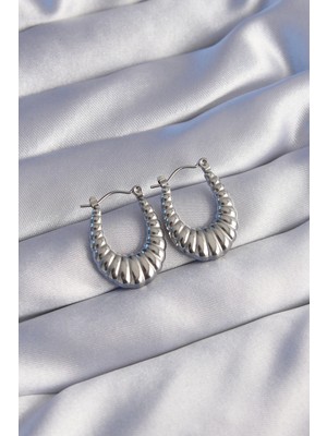 Eco Port 316L Çelik Gümüş Renk Uzun Baklava Görünümlü Küpe