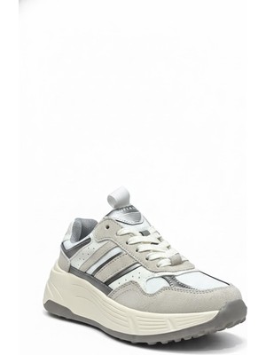 Lufian Martına Beyaz-Bej Kadın Hakiki Deri Spor Ayakkabı