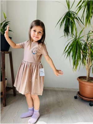 Lily & Co. Melek Desen Nakışlı Kız Çocuk Elbisesi