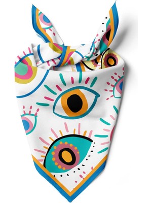 Vissona Göz Desenli %100  Ipek Bandana 55X55