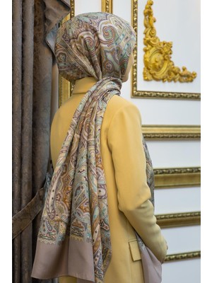 Vissona %100 Ipek Etnik Desenli Taş Renkli 92X210 Şal