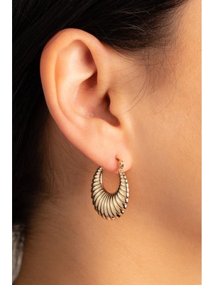 Yavuz Kuyumculuk Kadın Altın Deniz Kabuğu Halka Küpe Geniş