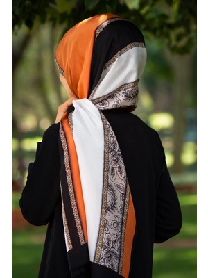 Vissona %100 Ipek Çizgili Desenli Taba - Siyah Renkli 92X210 Şal