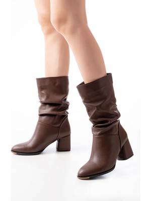 Zerenyus ZRİN-2430 Premium Kahverengi Topuklu Körüklü Günlük Kadın Bot