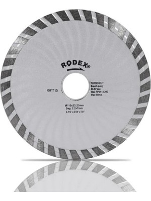 Rodex RRT115 Turbo Kanallı Elmas Testere Bıçağı 115 mm  1 Adet