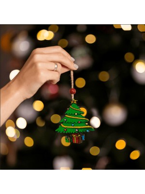 Empressco Renkli 3'lü Ahşap Yılbaşı Ağacı Süsü, Sıcak ve Şık Dekorasyon Hediye Alternatifi