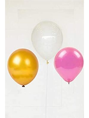 Empressco 30 Adet Metalik Gold ve Pembe Balon, Şeffaf ve Helyumla Uçan Parti Süsleri
