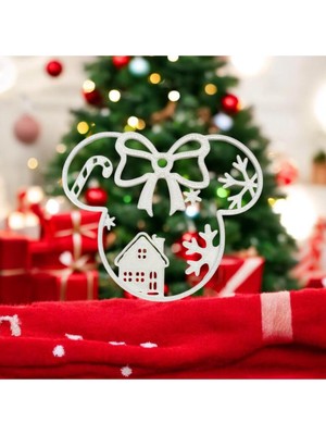 Empressco Yılbaşı Ağaç Süsü Seti, 6 Adet, Beyaz, Sevimli Mickey Figürleri