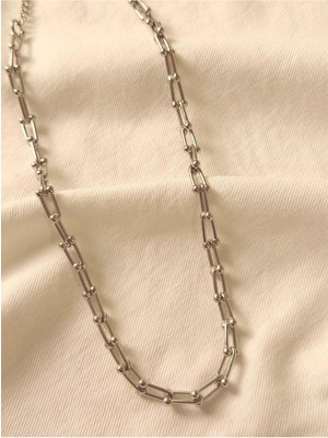 Melanj Craft Düğüm Zincir Çelik Kolye - Silver