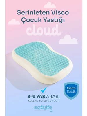 Softlife Cloud Serinleten Visco Çocuk Yastığı Jelli Visco Yastık Uyku Arkadaşı Serinleten Yastık 45x30x8 cm