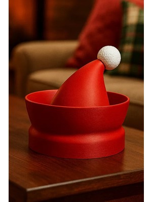 Empressco Kırmızı Noel Temalı Dekoratif Şapka Şekerlik, Şık ve Eğlenceli Ev Dekoru