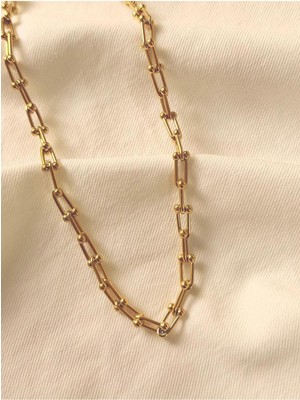 Melanj Craft Düğüm Zincir Çelik Kolye - Gold