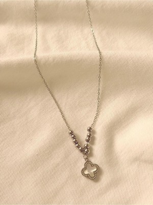 Melanj Craft Küçük Toplu Yonca Çelik Kolye - Silver