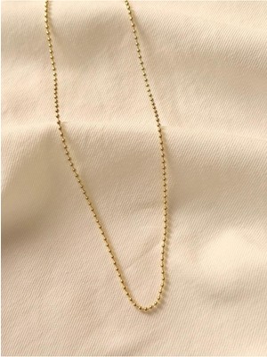 Melanj Craft Küçük Boncuk Zincir Çelik Kolye - Gold