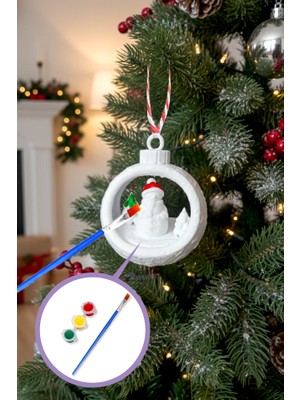 Postermanya Yılbaşı Ağacı Süsü Boyanabilir Kardan Adam Seti Yeni Yıl Çam Ağacı Süsü