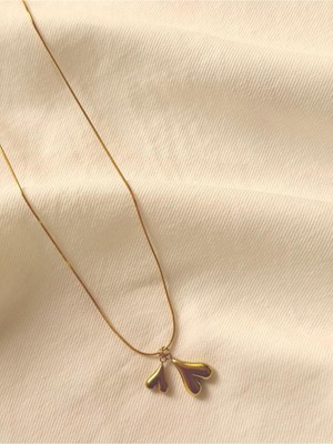 Melanj Craft Ikili Kalp Çelik Kolye - Gold