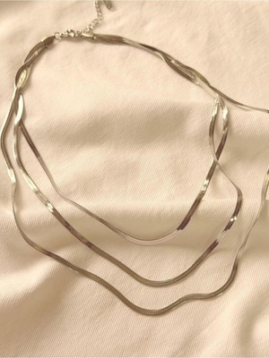 Melanj Craft Üçlü Italyan Zincir Çelik Kolye - Silver