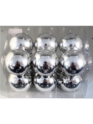 Empressco 12 Adet Gümüş Renk Mini Çam Ağacı Süsleri, 4 Cm, Şık ve Parlak Dekorasyon Seti