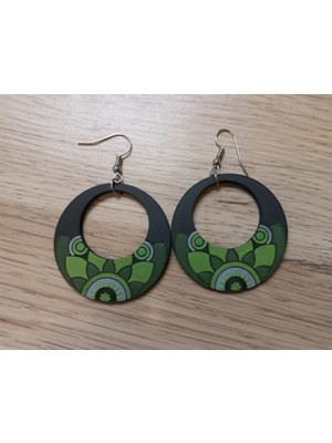 Kanem3D Yeşil Halka Küpeler