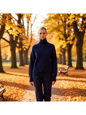 Benerly Kadın Yumuşak Dokulu Geniş Kalıp Fermuarlı Triko Hırka Günlük Stilinize Konforlu ve Şık Bir Dokunuş