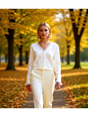 Benerly Yumuşak Dokulu Dantel Detaylı V Yaka Triko Hırka Kadın Gardıroplarının Şık ve Konforlu Seçimi