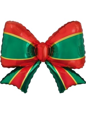 Empressco Yılbaşı Temalı Yeşil Kırmızı Kurdela Şekilli Parlak Folyo Balon