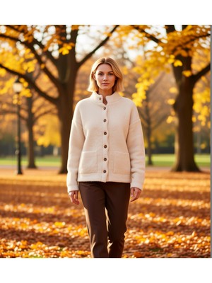 Benerly Kadın Buklet Dokulu Iplikli Geniş Kalıp Düğmeli Triko Hırka Şık ve Rahat Günlük Giyim Kombinleri