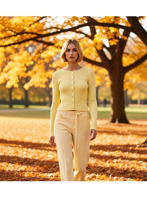 Benerly Merserize Görünümlü Fitilli Triko Hırka Kadın Gardırobunun Vazgeçilmez Parçası