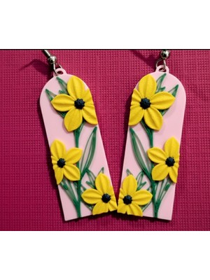 Kanem3D Uzun Çiçek Küpe