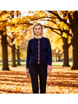 Benerly Kadın Regular Kesim Bisiklet Yaka Garnili Uzun Kollu Triko Hırka ve Zarafet Bir Arada Spor