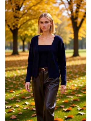 Benerly Kadın Yumuşak Dokulu Iki Parçalı Triko Bluz Hırka Takım Günlük Şıklık ve Fonksiyonel Rahat