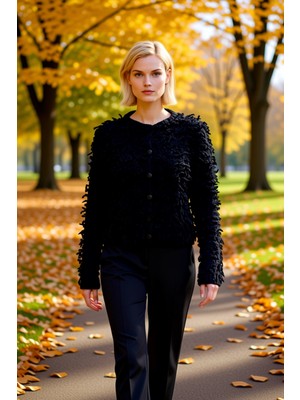 Benerly Kadın Dokulu Püsküllü Triko Hırka Şık Tasarımı ve Yumuşak Dokusuyla Kış Gardırobunun Vazgeçilmezi