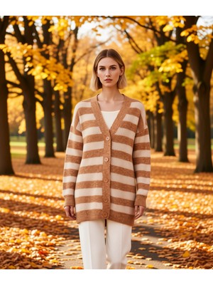 Benerly Kadın Düğmeli V Yaka Yumuşak Triko Hırka Rahat Kesim Uzun Kollu Kışlık Giyim ve Konforu Şık