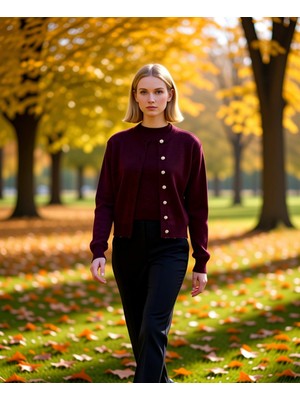 Benerly Kadın Bisiklet Yaka Düz Desen Triko Hırka Bluz Takımı Rahat ve Şık Bir Görünüm Fonksiyonel