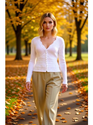 Benerly Kadın Yumuşak Dokulu V Yaka Uzun Kollu Crop Triko Hırka Düğmeli Detaylı Şık Görünüm Gündüzden Geceye