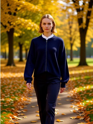 Benerly Kadın Antrasit Bomber Yaka Fermuarlı Triko Hırka Fonksiyonel Dayanıklı Kaliteli Konforlu Şık