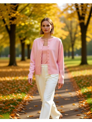 Benerly Kadın Premium Iplik Bisiklet Yaka Hırka ve Kare Yaka Bluz Triko Takım Modern Kesim Konforlu Şık