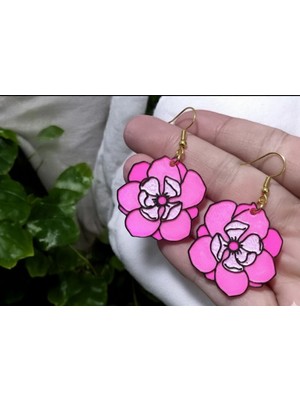 Kanem3D Vitray Çiçek Küpeler