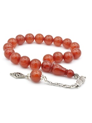 Murty99 Gümüş Kaplama Kamçılı Küre Kesim Turuncu Sıkma Kehribar Efe Maskot Tesbih