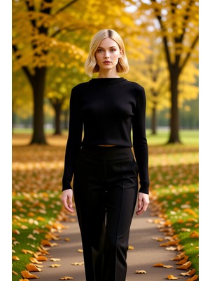 Benerly Kadın Crop Kesim Fermuarlı Polo Yaka Uzun Kollu Fitilli Triko Hırka Günlük Şıklık ve Sunan Tasarım