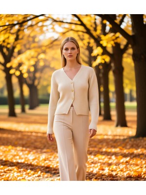 Benerly Kadın Selanik Dokulu V Yaka Düşük Kollu Rahat Kesim Günlük Şıklık Sunan Konforlu Triko Hırka Modeli