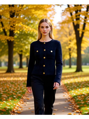 Benerly Kadın Dokulu Triko Hırka Düğmeli Tasarım Rahat Kesim Günlük Şıklık Sunan Üst Giyim Parçası