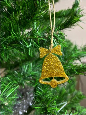 Empressco Altın Simli Epoksi Çan Seti, 6'lı, Yılbaşı Dekoru, Güzel ve Şık Tasarım