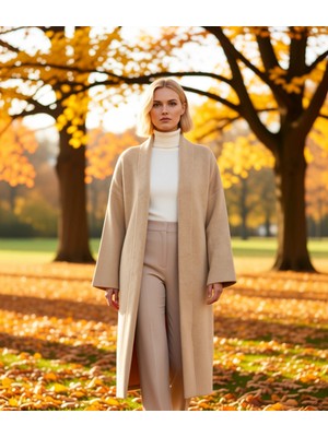 Benerly Kadın Uzun Oversize Düşük Kol Şal Yaka Triko Hırka Rahat Günlük Giyim Konforu ve Stili Şık