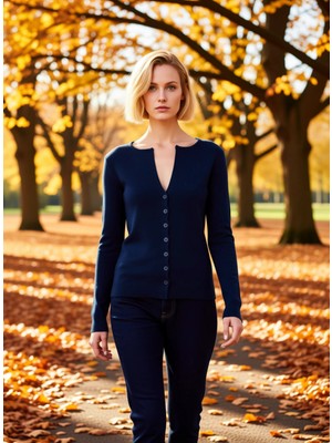 Benerly Kadın Premium Iplik Fitted Vücuda Oturan Triko Hırka Uzun Kollu Düğmeli Şık Günlük Stile Uyumlu