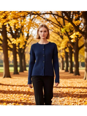 Benerly Kadın Fitilli Geniş Kalıp Basic Triko Hırka Rahat ve Şık Görünüm Sunar Günlük Kombinler Spor