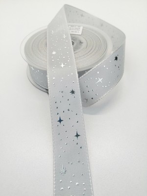 Empressco Renkli Yıldız Baskılı Tafta Kurdele 2,5 cm 2 Metre, Yılbaşı Süsü