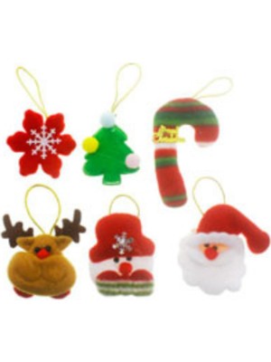 Empressco Kırmızı Keçe Yılbaşı Ağacı Süsleri, Peluş ve Şık 6'lı Set