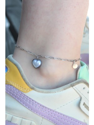 Eco Port 316L Çelik Gümüş Renk Kalp Model Kadın Halhal